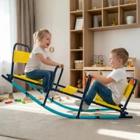 Qaba Teeter Totter Seesaw for Kids, 2 in 1 Metal Rocking Seesaw for Toddlers Age 3-8, Playground Equipment for Backyard(m-9)