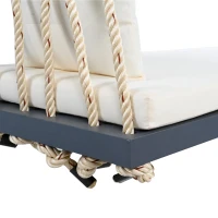 Acacia Wood Porch Swing with Cushion & 2 Pillow for Garden, Hanging Patio Bench with Durable Hemp Rope, 63" L x 23.5" W x 2" H, Gray(m-9)