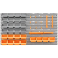 DURHAND 44 PCS Wall Mounted Pegboard Tool Organizer Rack Kit with Various Sized Storage Bins, Pegboard and Hooks, Orange(m-1)