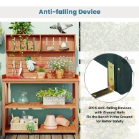 Rustic Wooden Potting Bench with 4 Storage Shelf & Side Hook, Outdoor Garden Workstation for Patio, 47'' L x 19.5'' W x 65'' H, Natural(m-4)