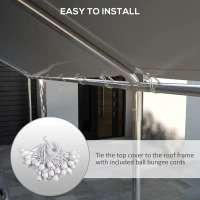 Outsunny 10 x 20ft Carport Roof, UV Resistant Canopy Replacement Cover with Ball Bungee Cords, White(m-5)