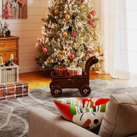 Outsunny Wagon Flower Planter Cart with Wheels, Garden Wagon with Handle for Outdoor Patio Yard, Carbonized(m-10)