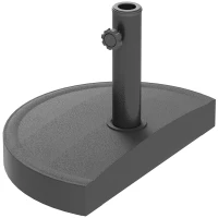 Outsunny 20 lbs Resin Half Parasol Base Outdoor Umbrella Stand Weight, Concrete Garden Parasol Stand, Black(m-2)