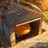 Outsunny 10' x 15' Metal Carport, Heavy Duty Garage Car Shelter with Galvanized Metal Roof and Removable Sidewalls, Light Grey(m-5)