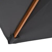 Outsunny 7' x 10' Wooden Patio Umbrella, Rectangle Garden Parasol, Outdoor Sunshade Canopy with Bamboo Ribs for Garden, Dark Grey(m-9)