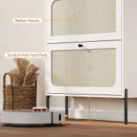 HOMCOM Shoe Cabinet with 2 Flip Drawers, Boho Narrow Shoe Storage Cabinet, White(m-9)