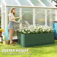 Outsunny Set of 2 Galvanised Raised Garden Bed, 6 x 3 x 2 ft Metal Garden Bed with Safe Edging, Green(m-6)