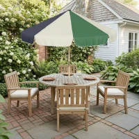 Outsunny 7.4 ft Patio Umbrella with Wood-Effect Frame, Colour-Blocked UPF 30+ Outdoor Market Table Umbrella Parasol, Dark Green(m-10)