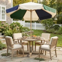 Outsunny 7.4 ft Patio Umbrella with Wood-Effect Frame, Colour-Blocked UPF 30+ Outdoor Market Table Umbrella Parasol, Dark Green(m-9)