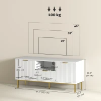 HOMCOM Modern TV Console for TVs up to 50 Inch, Entertainment Center with Smart RGB LED Lights and Soft Close Doors, White(m-3)