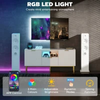 HOMCOM Modern TV Console for TVs up to 50 Inch, Entertainment Center with Smart RGB LED Lights and Soft Close Doors, White(m-4)