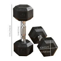 Soozier 2 x 12lbs Rubber Dumbbells Weight Set, Dumbbell Hand Weight for Body Fitness Training, Home Office Gym, Black(m-3)