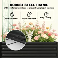 Outsunny Metal Raised Garden Bed with Trellis, Galvanized Garden Bed Kit Outdoor Garden Box with Trellis, Black(m-6)