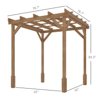 Outsunny 6.6' x 6.6' Wood Pergola, Outdoor Gazebo Grape Trellis with Stable Structure for Climbing Plant Support, Dark Brown(m-3)