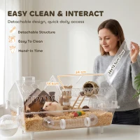 PawHut 8 in 1 Hamster Cage with All Accessories for Dwarf Hamster, 21.5" x 11.8" x 12.6"(m-9)