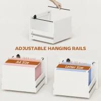 HOMCOM 3 Drawer File Cabinet with Lock, Vertical Filing Cabinet with Adjustable Hanging Bars for A4 and Letter Size, White(m-5)