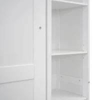 Full Size Murphy Bed with Shelves and LED Lights, Space-Saving Wall Bed with Flexible Slats, 87" L x 81" W x 83.5" H, White(m-6)