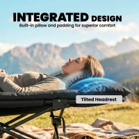 Outsunny Camping Cot for Adults with Padded Cushion, 31.5" Wide Folding Bed with Carry Bag and Non-Slip Feet, Black(m-4)