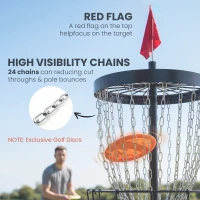 Soozier 24-Chain Portable Practice Basket for Disc Golf Target Stand, Lightweight Basket w/ Carry Bag Black and Silver(m-4)