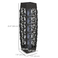 Outsunny Wicker Outdoor Floor Lamp, Decorative Solar Lantern with Auto On/Off LED Lights, IP44 for Patio, Porch, Pathway, Grey(m-3)