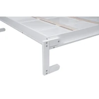 Queen Size Murphy Bed with Shelves and LED Lights, Space-Saving Wall Bed with Flexible Slats, 93.5" L x 84.5" W x 88.5" H, White(m-11)