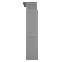 Full Size Murphy Bed with Shelves, LED Lights, Space-Saving Wall Bed with Flexible Slats, Dual Piston Mechanism, 87" L x 81" W x 83.5" H, Grey(m-11)