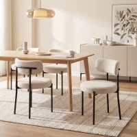 HOMCOM 4 Pieces Kitchen Chairs, Modern Dining Chairs w/ Berber Fleece Upholstery and Steel Legs for Living Room, Beige(m-1)