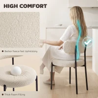 HOMCOM 4 Pieces Kitchen Chairs, Modern Dining Chairs w/ Berber Fleece Upholstery and Steel Legs for Living Room, Beige(m-5)