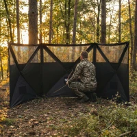 Outsunny Camping Hunting Blind, 3-Panel Blind See Through for Hunting Camping 176" x 58.3" Camouflage(m-10)