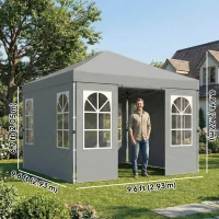 Outsunny 9.6 x 9.6 ft Pop Up Canopy Tent with 4 Sidewalls, UPF 50+ 1-Button Push Easy Setup Outdoor Instant Canopy, Light Grey(m-3)