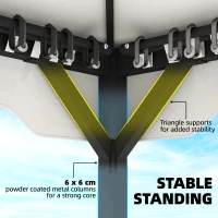 Outsunny 10' x 12' Patio Gazebo, Double Roof Outdoor Gazebo Canopy Shelter with Netting and Curtains, Steel Frame, Light Grey(m-9)