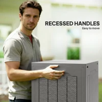 Outsunny 28 Gallon Deck Box, Resin Outdoor Storage Box with Handles, Waterproof and UV Resistant Storage Container(m-5)