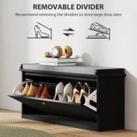 HOMCOM Shoe Storage with Seat, Upholstered Hallway Bench, Shoe Bench with Flip Drawer, Adjustable Shelf for 8-10 Pairs of Shoes(m-6)