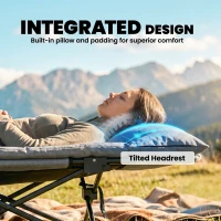 Outsunny Camping Cot for Adults with Padded Cushion, 31.5" Wide Folding Bed with Carry Bag and Non-Slip Feet, Grey(m-4)