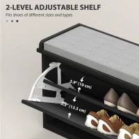 HOMCOM Shoe Storage with Seat, Upholstered Hallway Bench, Shoe Bench with Flip Drawer, Adjustable Shelf for 8-10 Pairs of Shoes(m-5)