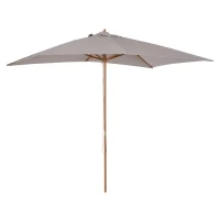 Outsunny 7' x 10' Wooden Patio Umbrella, Rectangle Garden Parasol, Outdoor Sunshade Canopy with Bamboo Ribs for Garden, Grey(m-2)