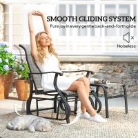 Outsunny Outdoor Glider with Ottoman, Patio Glider Chair Set with High Back, Wide Seat for Porch, Garden, Backyard, Gray(m-4)