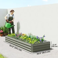 Outsunny 8 x 3 x 1ft Galvanized Raised Garden Bed, Metal Elevated Planter Box for Growing Flowers, Herbs, Succulents, Light Grey(m-3)