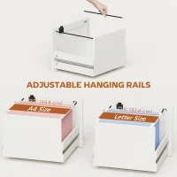 HOMCOM 2 Drawer File Cabinet with Lock, Vertical Filing Cabinet with Adjustable Hanging Bars for A4 and Letter Size, White(m-5)