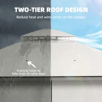 Outsunny 10' x 12' Patio Gazebo, Double Roof Outdoor Gazebo Canopy Shelter with Netting and Curtains, Steel Frame, Light Grey(m-4)