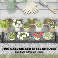 Outsunny Polycarbonate Greenhouse with 2-Tier Shelves Gardening Green House for Patio Garden, Black(m-9)