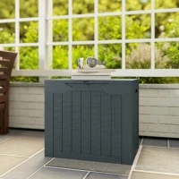 Outsunny 28 Gallon Deck Box, Resin Outdoor Storage Box with Handles, Waterproof and UV Resistant Storage Container(m-10)