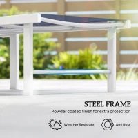 Outsunny Outdoor Lounge Chair, 5-Position Reclining Outdoor Chaise Lounge Tanning Chair with Mesh Seat, Dark Blue(m-6)