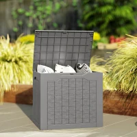 Outsunny 28 Gallon Deck Box, Resin Outdoor Storage Box with Handles, Waterproof and UV Resistant Storage Container(m-8)