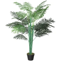 Outsunny 5FT Artificial Palm Tree, Fake Tropical Tree with Lifelike Leaves, Faux Plant in Pot for Indoor Decoration, Green(m-2)