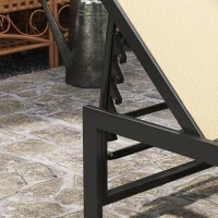 Outsunny Outdoor Lounge Chair Set of 2, 5-Position Reclining Outdoor Chaise Lounge Tanning Chair with Mesh Seat, Khaki(m-10)