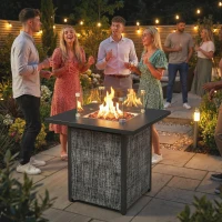 Outsunny Propane Fire Pit Table, 28 Inch Gas Fire Pit with Explosion-Proof Net and Glass Wind Guard, Gas Tank Holder(m-10)