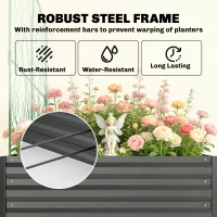 Outsunny Metal Raised Garden Bed with Trellis, Galvanized Garden Bed Kit Outdoor Garden Box with Trellis, Dark Grey(m-6)