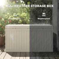 Outsunny 70 Gallon Deck Box, Resin Outdoor Storage Box with Handles, Waterproof Storage Container for Garden Tools, Sand(m-6)