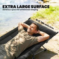 Outsunny Camping Cot for Adults with Padded Cushion, 31.5" Wide Folding Bed with Carry Bag and Non-Slip Feet, Black(m-5)